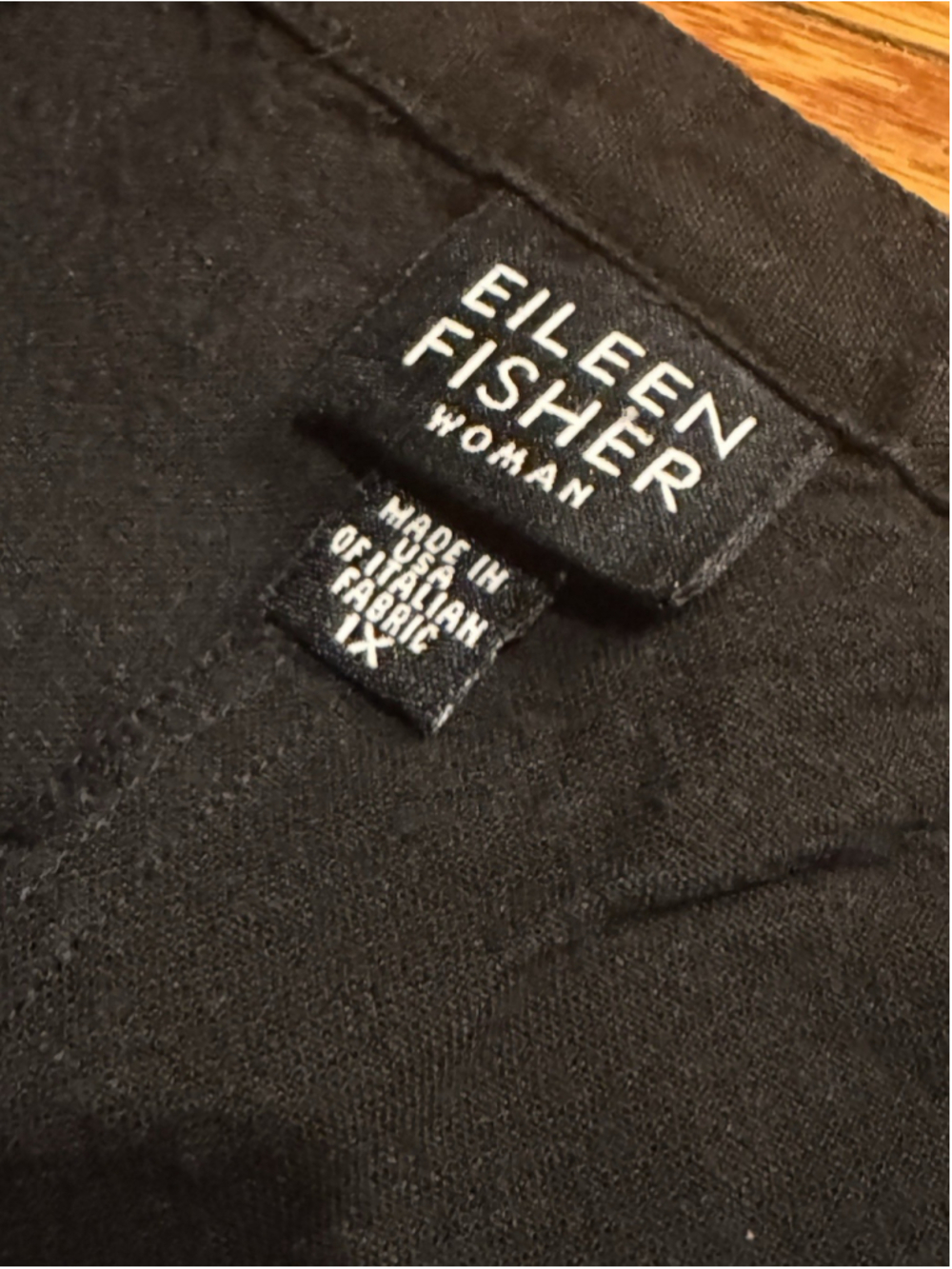 Eileen Fisher Black Linen Rayon Crop Pant Womens 1X Wide Leg Cropped Zip Closure - Picture 9 of 11
